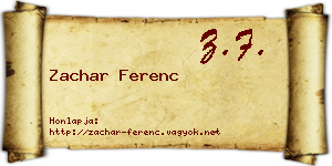 Zachar Ferenc névjegykártya